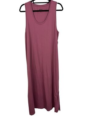 Pact Organic Cotton Maxi/midi Tank Dress XL Mauve Side Slit Sleeveless